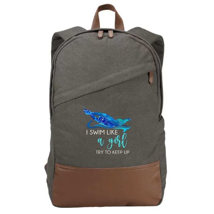 Swimmer Swim Sport Athlete retro Swimming Cotton Canvas Backpack