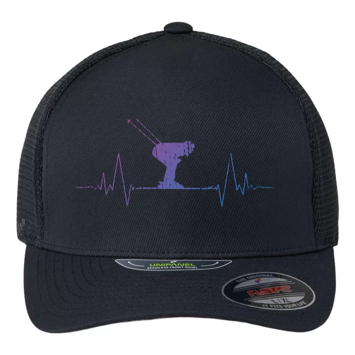 Ski Skiing Sports Heartbeat Skier Gift Meaningful Gift Flexfit Unipanel Trucker Cap