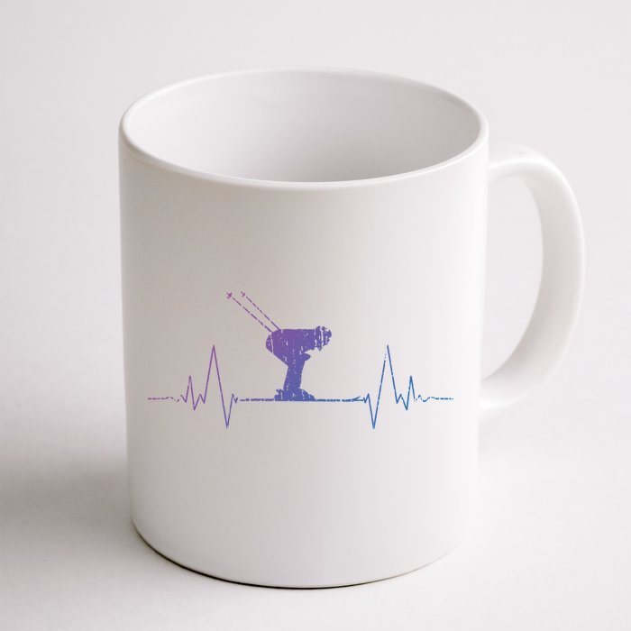 Ski Skiing Sports Heartbeat Skier Gift Meaningful Gift Front & Back Coffee Mug