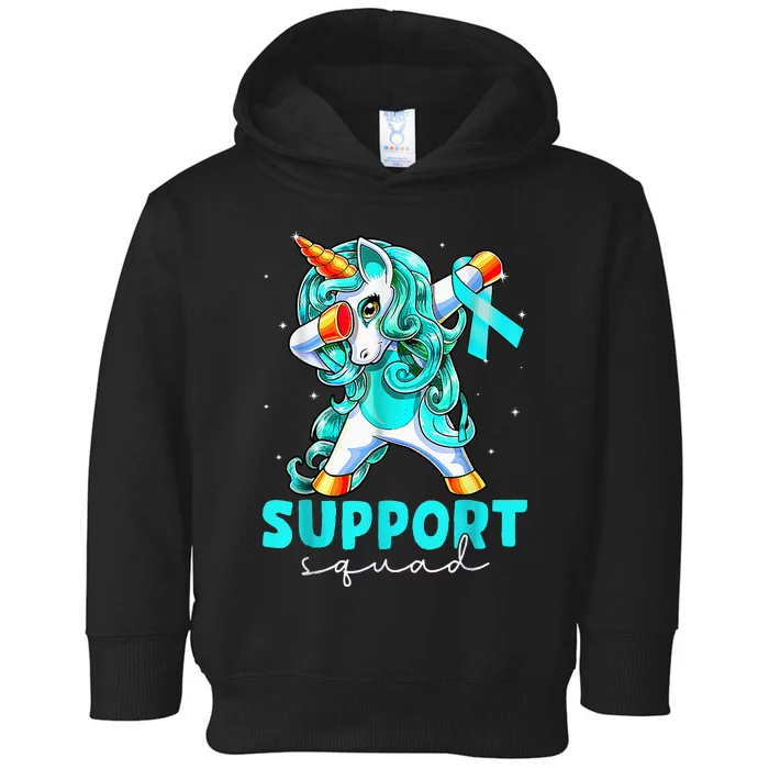 Support Squad Sexual Assault Awareness Teal Unicorn Toddler Hoodie