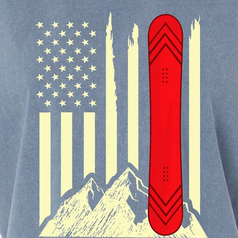 Snowboarding Skiing Snowboard American Flag Snowboarder Garment-Dyed Women's Muscle Tee