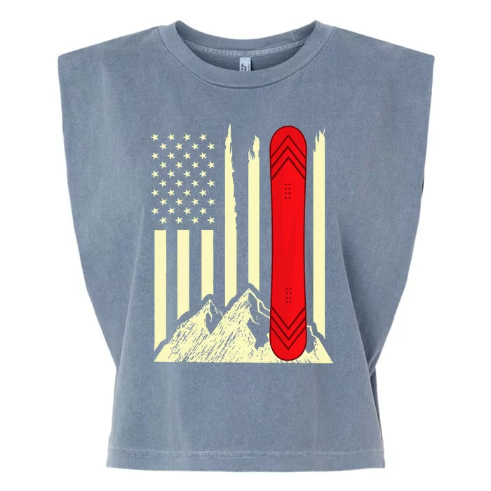 Snowboarding Skiing Snowboard American Flag Snowboarder Garment-Dyed Women's Muscle Tee