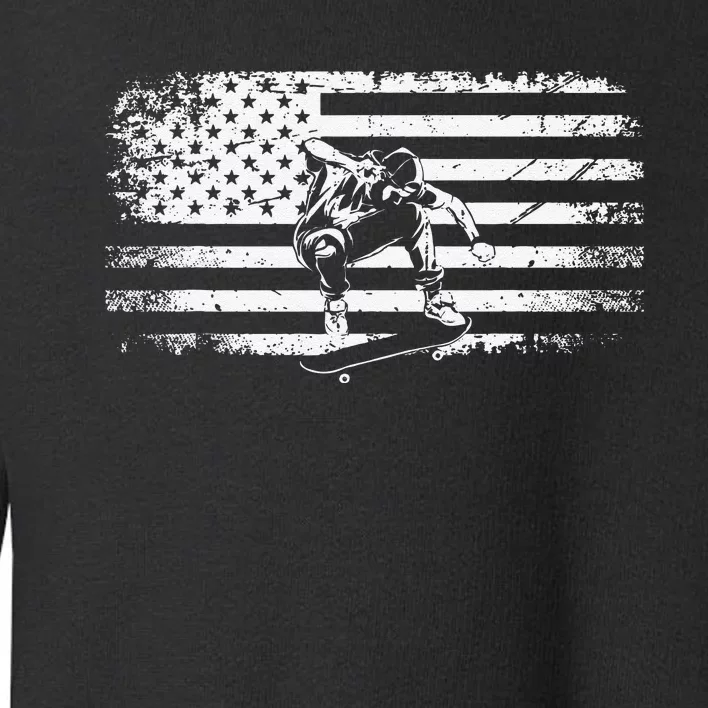 Skateboarding Skater Skate Board American Flag Toddler Sweatshirt