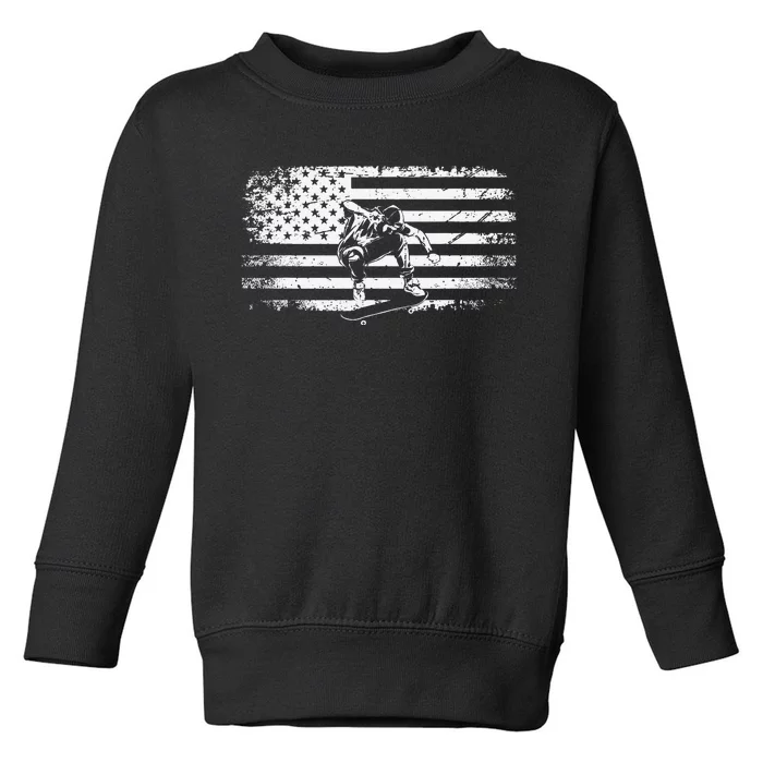 Skateboarding Skater Skate Board American Flag Toddler Sweatshirt