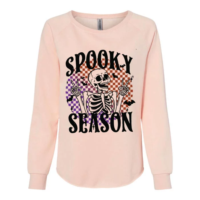 Spooky Season Skeleton Retro Halloween Womens California Wash Sweatshirt