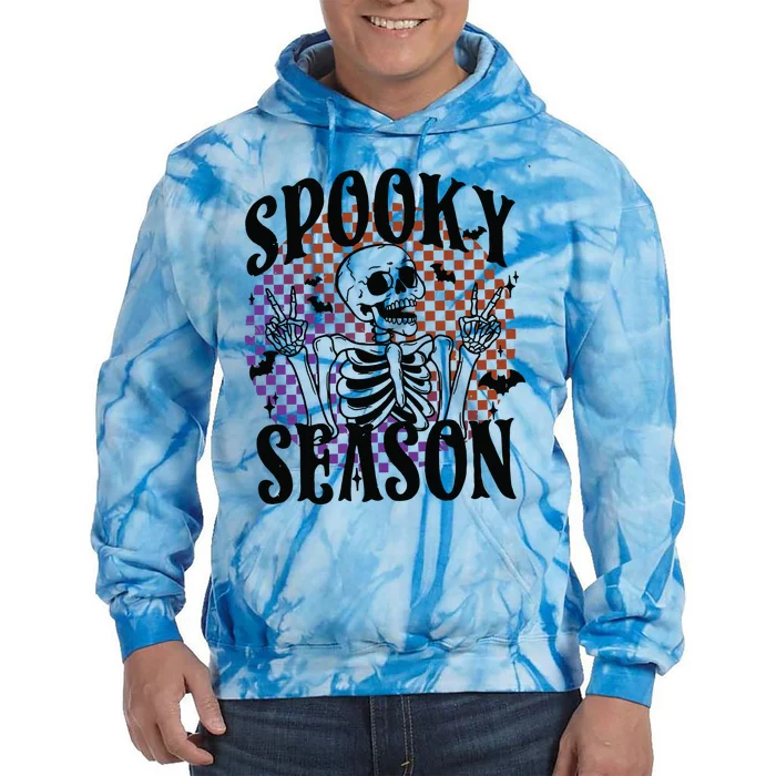 Spooky Season Skeleton Retro Halloween Tie Dye Hoodie