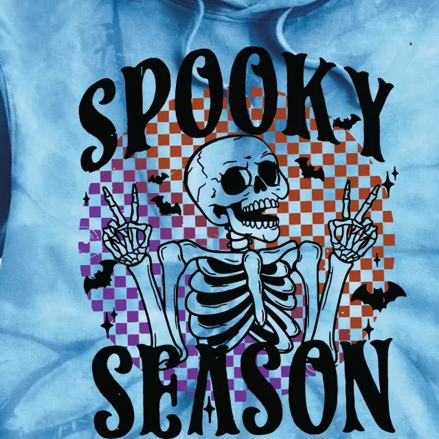 Spooky Season Skeleton Retro Halloween Tie Dye Hoodie