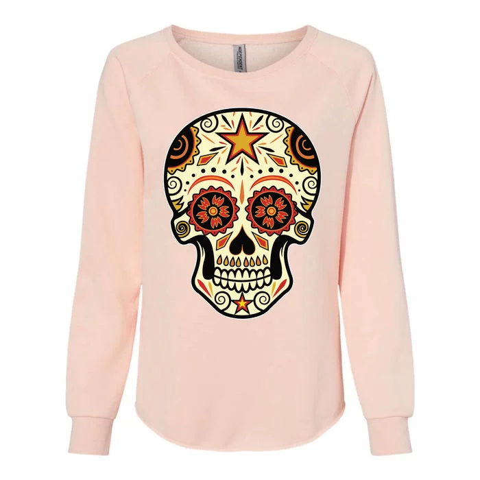 Sugar Skull Spanish Day Of Dead Dia De Los Muertos Womens California Wash Sweatshirt