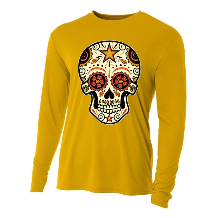 Sugar Skull Spanish Day Of Dead Dia De Los Muertos Cooling Performance Long Sleeve Crew