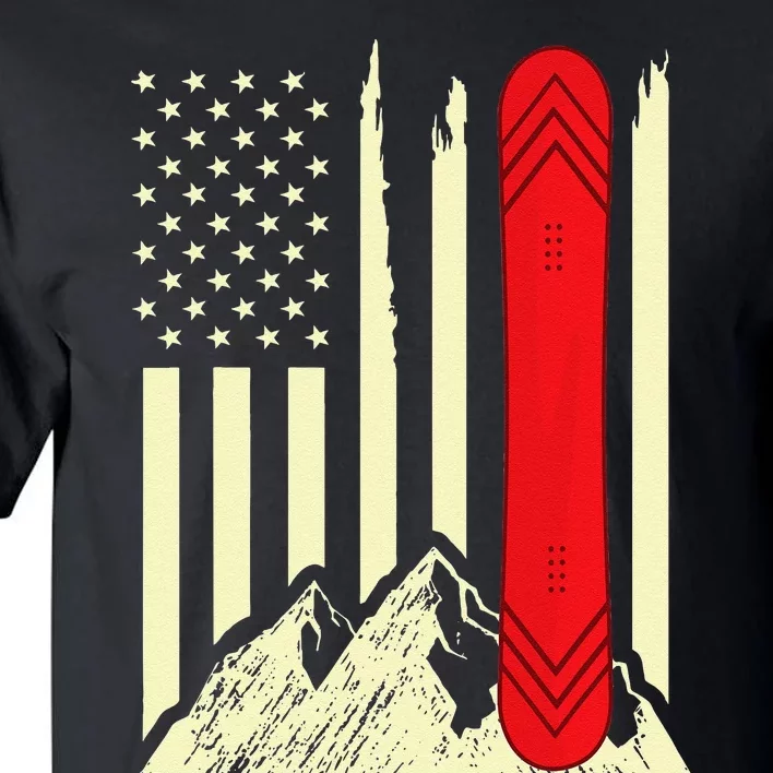 Snowboarding Skiing Snowboard American Flag Snowboarder Tall T-Shirt