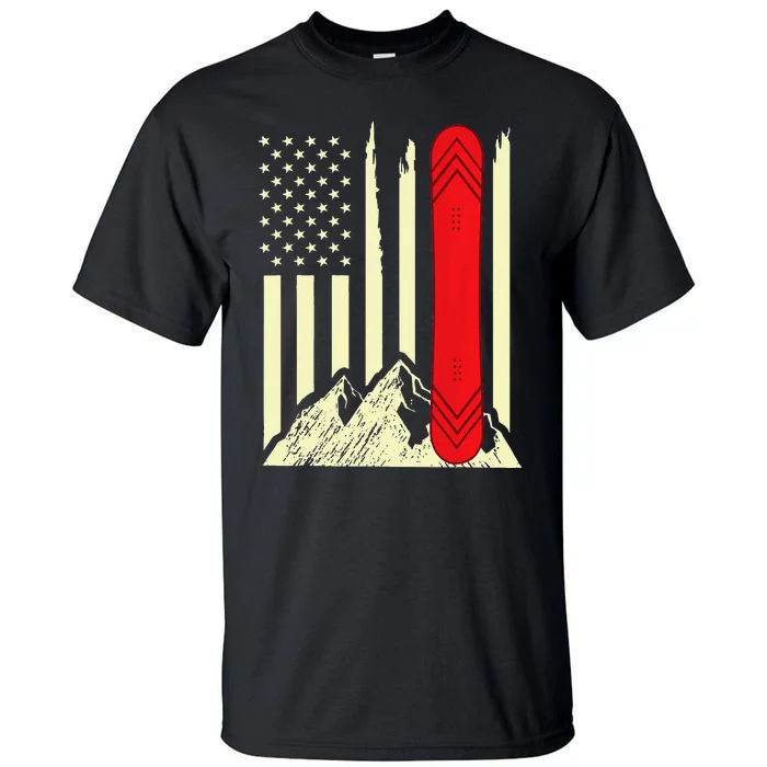 Snowboarding Skiing Snowboard American Flag Snowboarder Tall T-Shirt