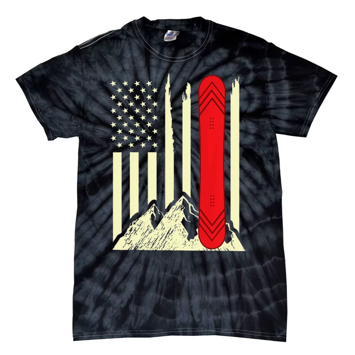 Snowboarding Skiing Snowboard American Flag Snowboarder Tie-Dye T-Shirt