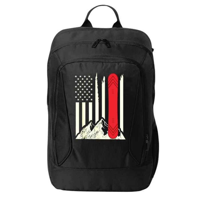 Snowboarding Skiing Snowboard American Flag Snowboarder City Backpack