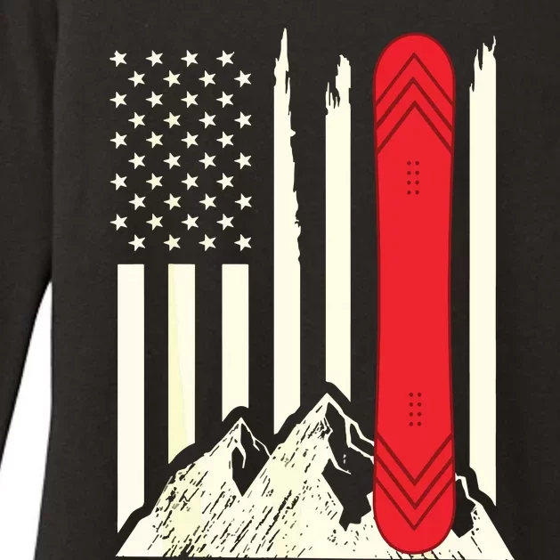 Snowboarding Skiing Snowboard American Flag Snowboarder Womens CVC Long Sleeve Shirt