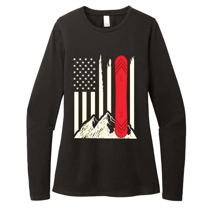 Snowboarding Skiing Snowboard American Flag Snowboarder Womens CVC Long Sleeve Shirt