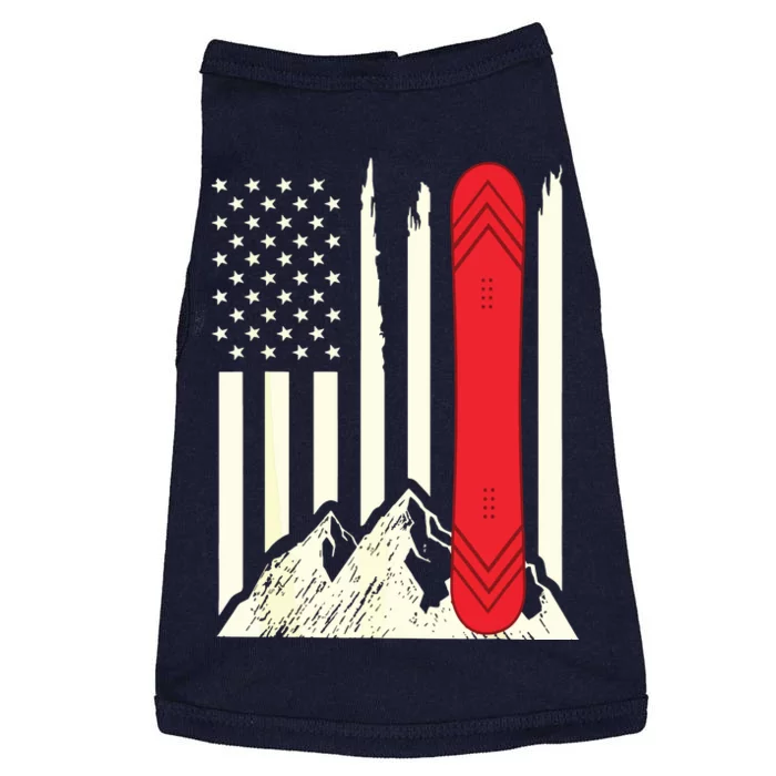 Snowboarding Skiing Snowboard American Flag Snowboarder Doggie Tank