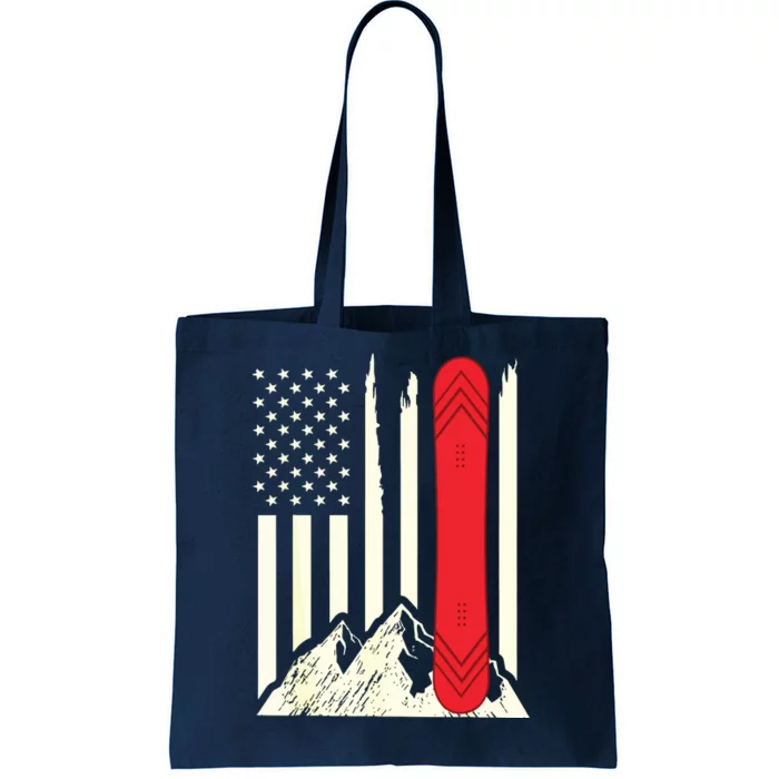 Snowboarding Skiing Snowboard American Flag Snowboarder Tote Bag