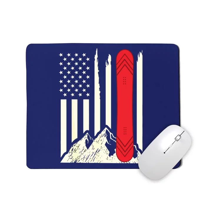 Snowboarding Skiing Snowboard American Flag Snowboarder Mousepad