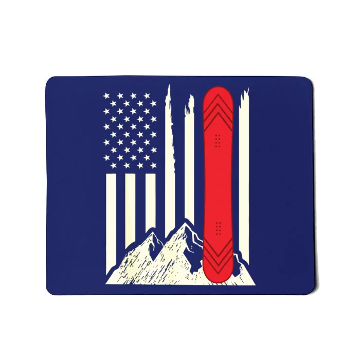 Snowboarding Skiing Snowboard American Flag Snowboarder Mousepad