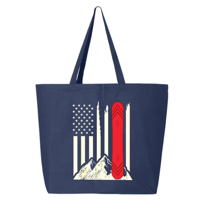 Snowboarding Skiing Snowboard American Flag Snowboarder 25L Jumbo Tote