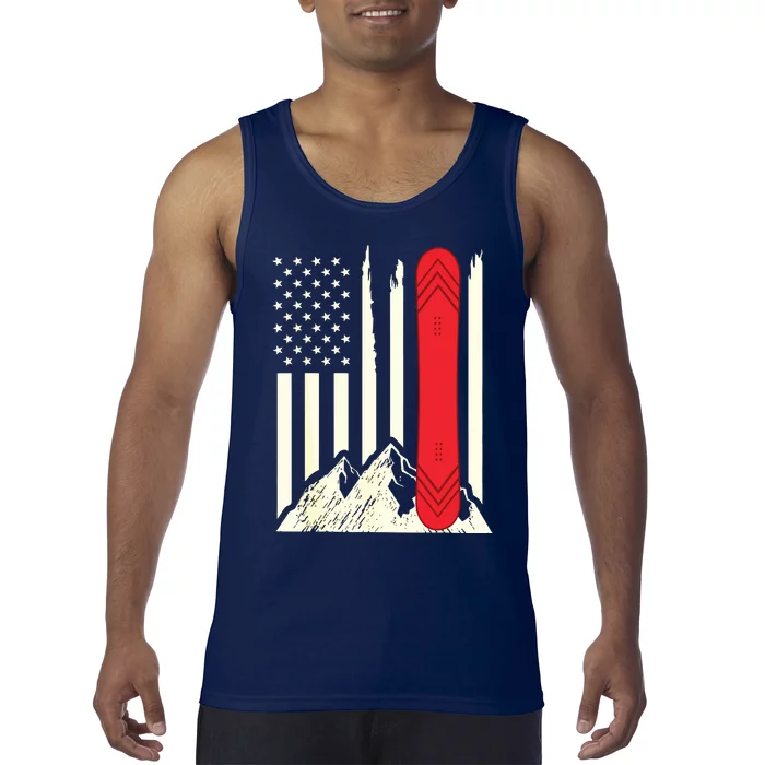 Snowboarding Skiing Snowboard American Flag Snowboarder Tank Top