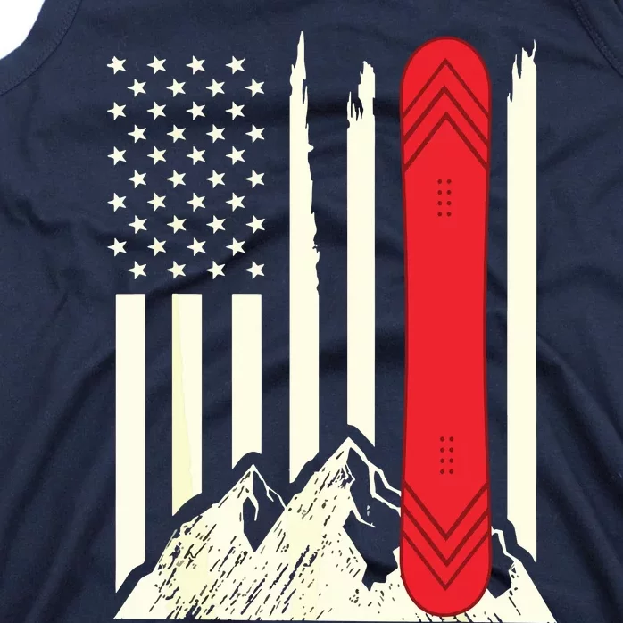 Snowboarding Skiing Snowboard American Flag Snowboarder Tank Top