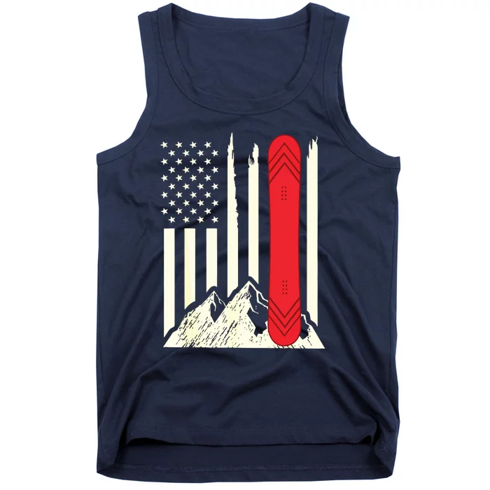 Snowboarding Skiing Snowboard American Flag Snowboarder Tank Top