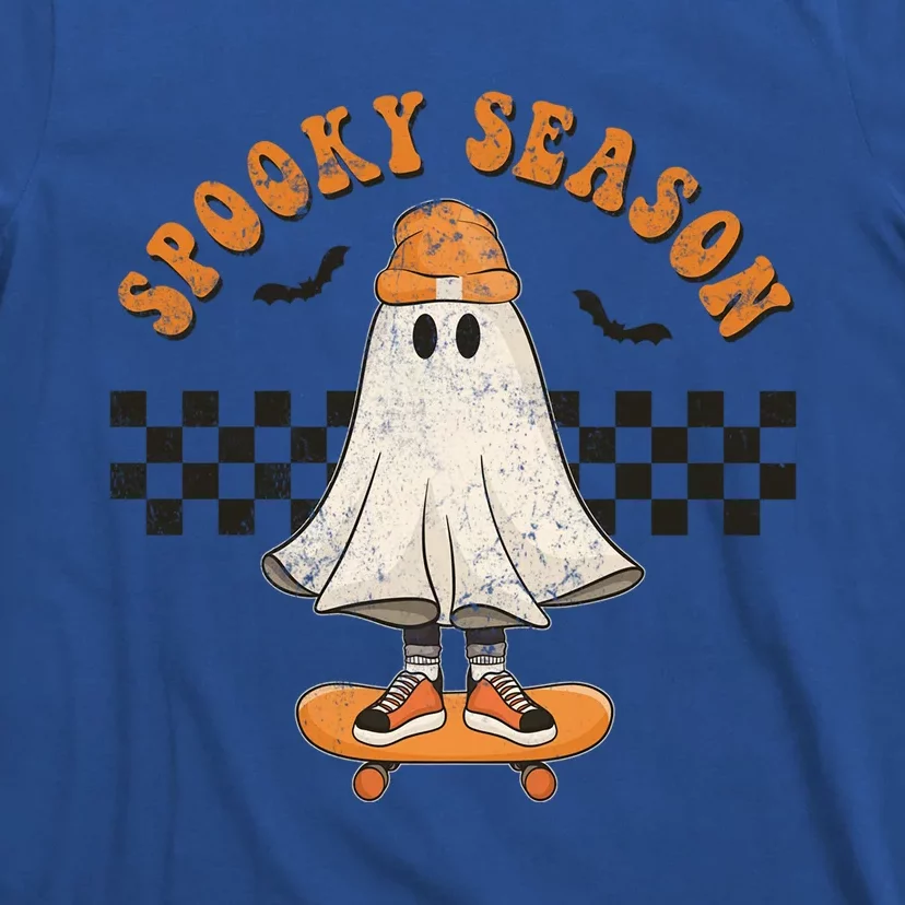 Spooky Season Skater Outfit Funny Ghost On Skateboard Cute Gift T-Shirt