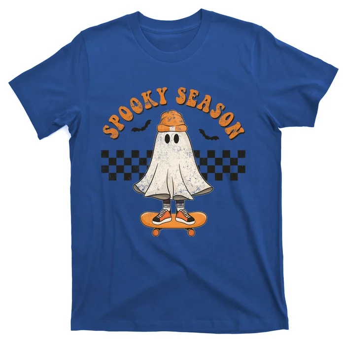 Spooky Season Skater Outfit Funny Ghost On Skateboard Cute Gift T-Shirt