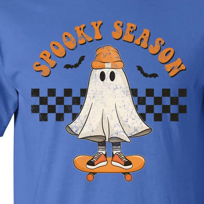 Spooky Season Skater Outfit Funny Ghost On Skateboard Cute Gift Tall T-Shirt