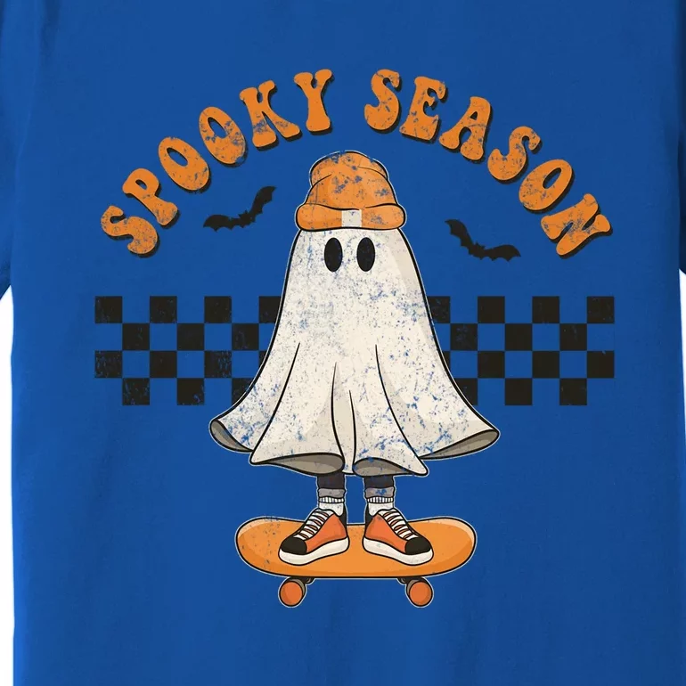 Spooky Season Skater Outfit Funny Ghost On Skateboard Cute Gift Premium T-Shirt