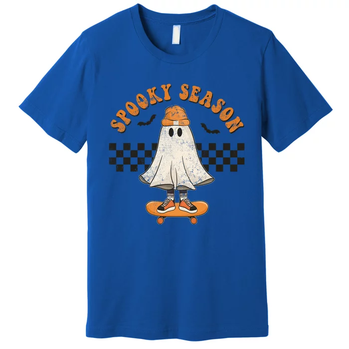 Spooky Season Skater Outfit Funny Ghost On Skateboard Cute Gift Premium T-Shirt