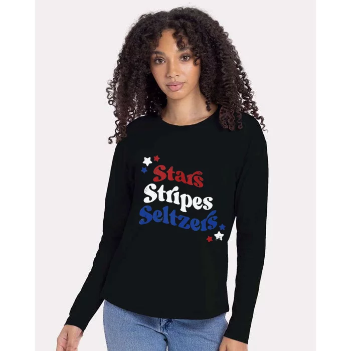 Stars Stripes Seltzers Womens Cotton Relaxed Long Sleeve T-Shirt