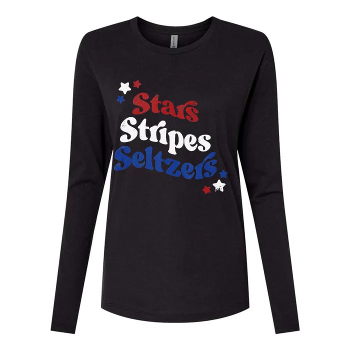 Stars Stripes Seltzers Womens Cotton Relaxed Long Sleeve T-Shirt