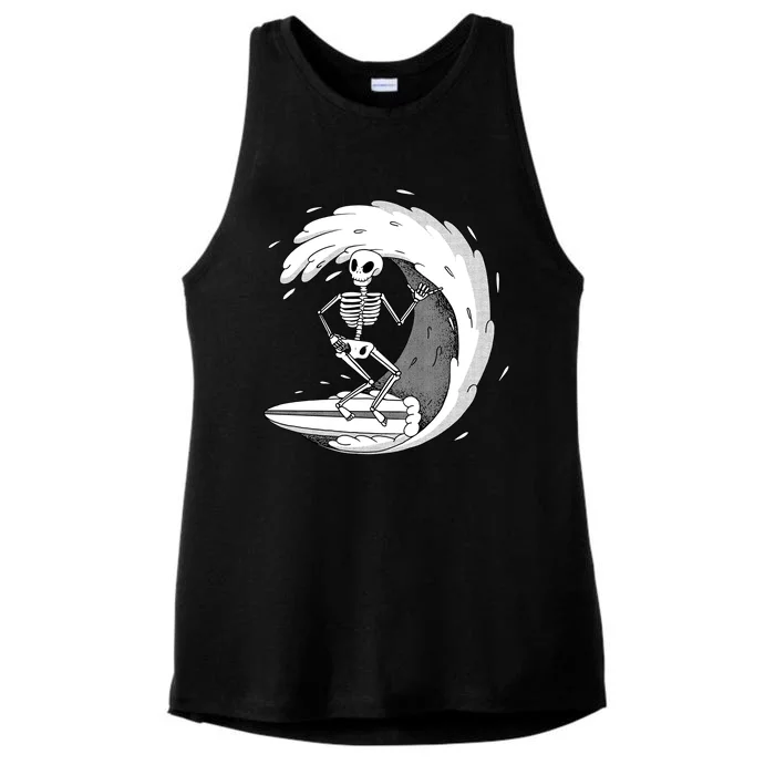 Surfing Skeleton Ladies Tri-Blend Wicking Tank