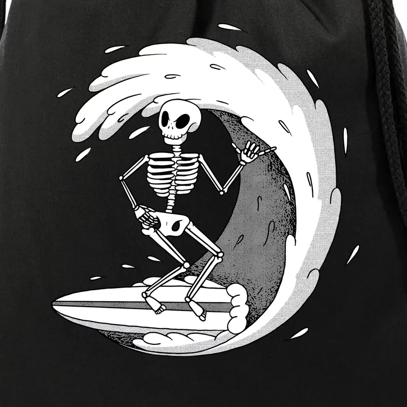 Surfing Skeleton Drawstring Bag