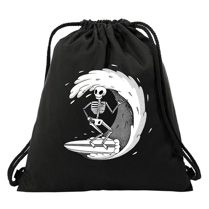 Surfing Skeleton Drawstring Bag