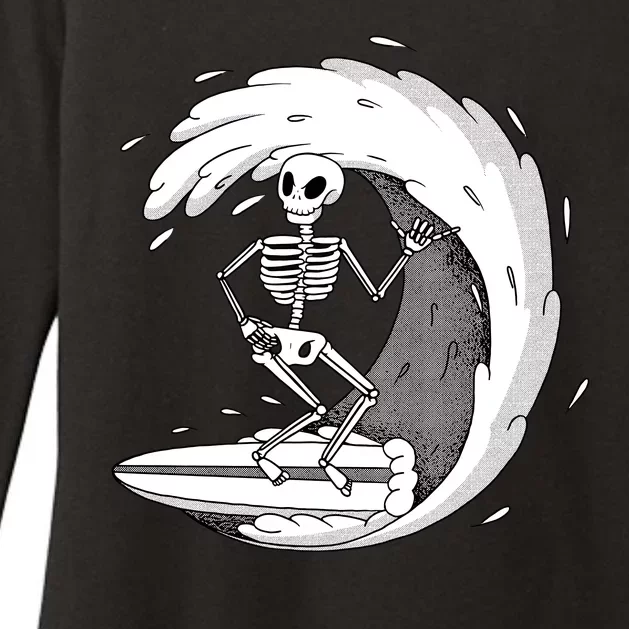 Surfing Skeleton Womens CVC Long Sleeve Shirt