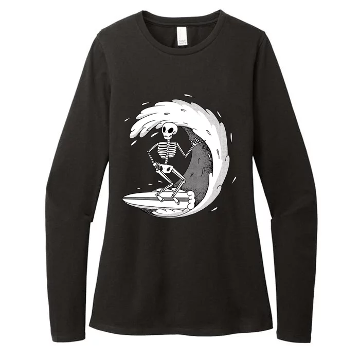 Surfing Skeleton Womens CVC Long Sleeve Shirt