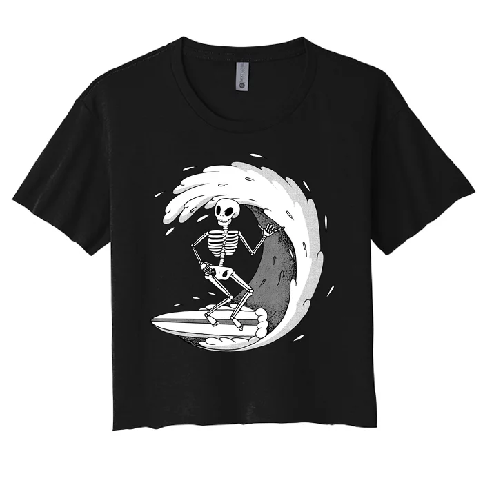 Surfing Skeleton Women's Crop Top Tee