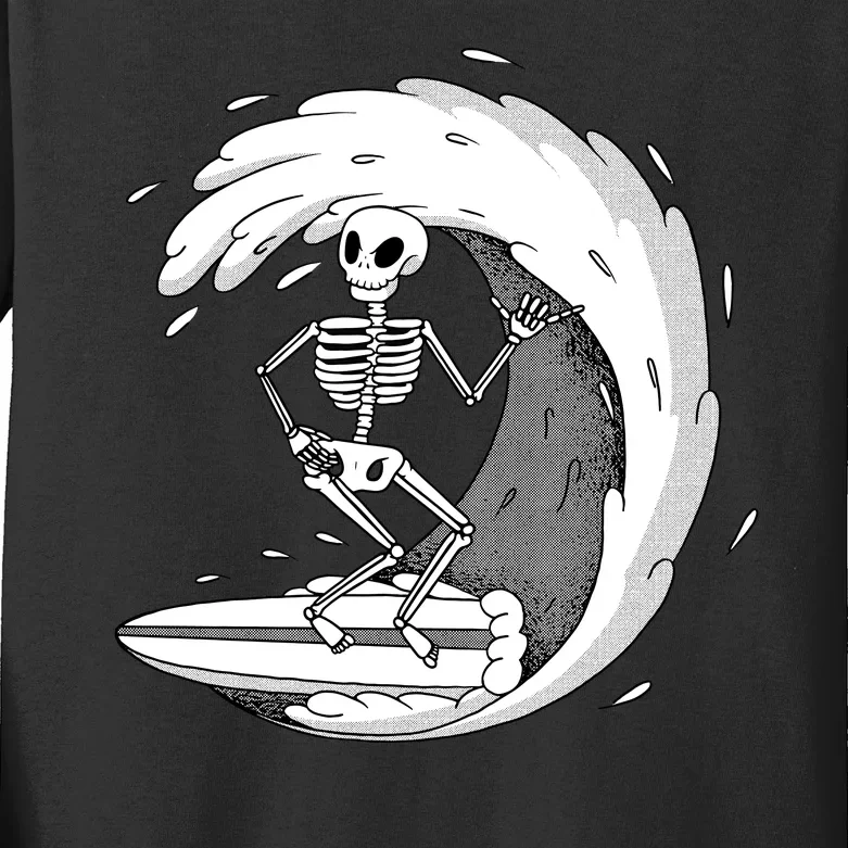 Surfing Skeleton Kids Long Sleeve Shirt