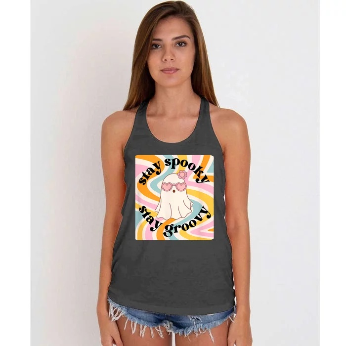 Stay Spooky Stay Groovy Halloween Women's Knotted Racerback Tank