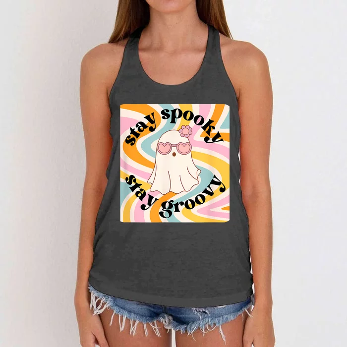 Stay Spooky Stay Groovy Halloween Women's Knotted Racerback Tank