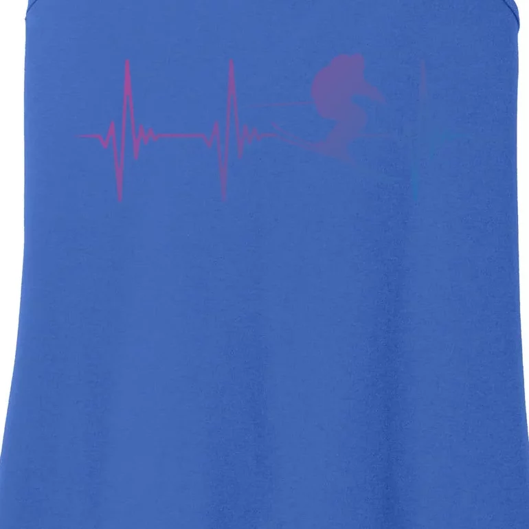 Ski Snowboard Skiing Heartbeat Snow Mountain Winter Skier Gift Ladies Essential Tank