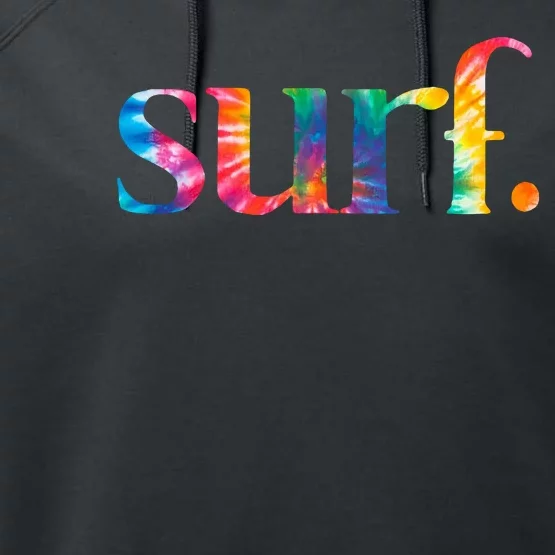 Surf Summer Surfing Rainbow Performance Fleece Hoodie