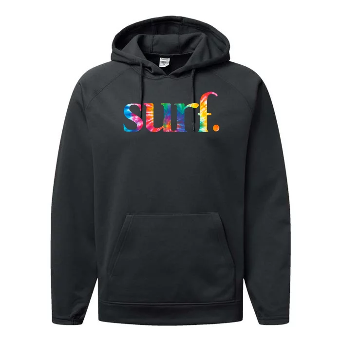 Surf Summer Surfing Rainbow Performance Fleece Hoodie