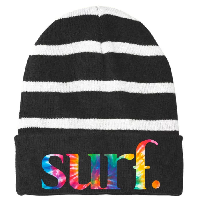 Surf Summer Surfing Rainbow Striped Beanie with Solid Band