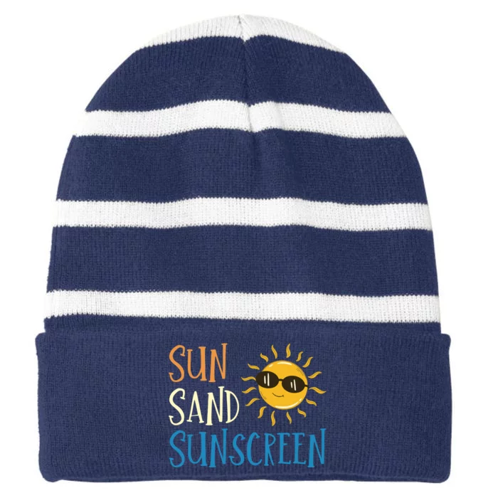 Sun Sand Sunscreen Striped Beanie with Solid Band