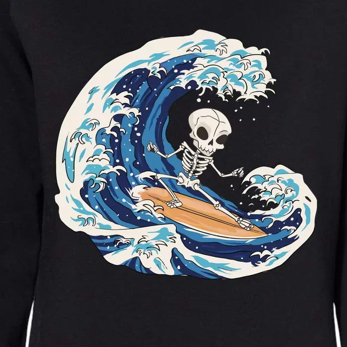 Skeleton Surfing Summer Surfer Womens California Wash Sweatshirt