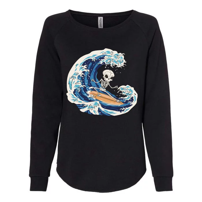 Skeleton Surfing Summer Surfer Womens California Wash Sweatshirt